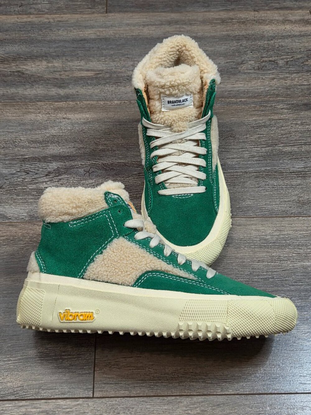 Brandblack Los Angeles Women's 5.5 Faux Shearling High-Top Sneakers Forest Green